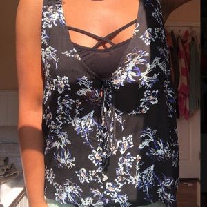 Intimately FREE PEOPLE black floral tank